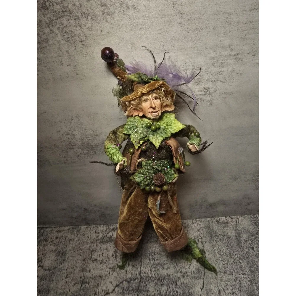Vintage Woodland Elf Gnome 13 Inches Fairy Pixie Green Bendable